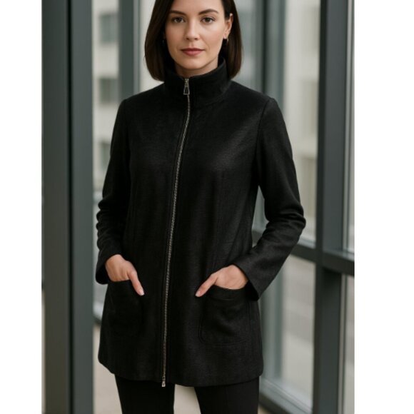 I.C. By Connie K jacket womens large Black Full Zip - Picture 1 of 10